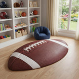 5' X 7' Brown And White Football Youthful Area Rug