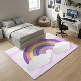 5' X 7' Pink And Purple Rainbows Youthful Washable Area Rug