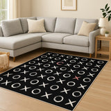 7' X 9' Black Flatweave Area Rug