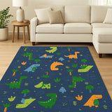 7' X 9' Blue Flatweave Area Rug