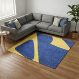 7' X 9' Blue Flatweave Non Skid Area Rug