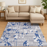 7' X 9' Blue Flatweave Area Rug