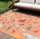 7' X 9' Orange Indoor Outdoor Area Rug