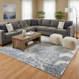 9' X 12' Blue Floral Distressed Area Rug