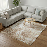 9' X 12' Brown Floral Distressed Area Rug