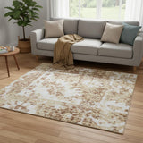 9' X 12' Brown Floral Distressed Area Rug