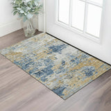 2' X 4' Gray Ivory And Black Floral Distressed Area Rug