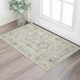 2' X 4' Black Mint Green And Ivory Floral Distressed Area Rug