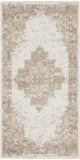 3' X 5' Ivory Floral Power Loom Worn Faded Area Rug