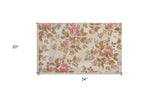 2' X 3' Beige Tan And Red Floral Non Skid Area Rug