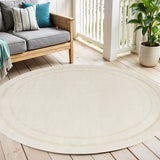 4' Ivory And Gold Round Indoor Outdoor Area Rug