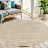 4' Ivory And Gold Round Abstract Indoor Outdoor Area Rug