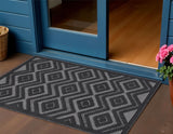 2' X 4' Charcoal And Black Geometric Indoor Outdoor Area Rug