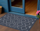 2' X 4' Navy Blue And Ivory Geometric Indoor Outdoor Area Rug