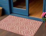 2' X 4' Coral And Orange Geometric Indoor Outdoor Area Rug