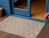 2' X 4' Natural And Beige Geometric Indoor Outdoor Area Rug