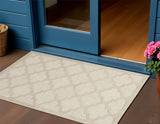 2' X 4' Cream And Beige Geometric Indoor Outdoor Area Rug
