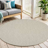 4' Ivory And Silver Round Geometric Indoor Outdoor Area Rug