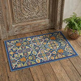 2' X 3' Blue Floral Power Loom Area Rug