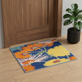 2' X 3' Blue Floral Power Loom Area Rug