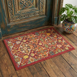 2' X 3' Red Floral Power Loom Area Rug