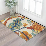 2' X 3' Ivory Floral Power Loom Area Rug