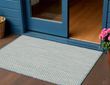 2' X 3' Aqua And Ivory Geometric Indoor Outdoor Area Rug