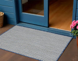2' X 3' Ivory And Blue Geometric Indoor Outdoor Area Rug