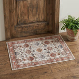 2' X 3' Beige and Orange Oriental Distressed Non Skid Area Rug