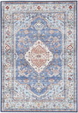2' X 3' Ivory Red and Blue Oriental Distressed Non Skid Area Rug