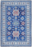 2' X 3' Ivory and Blue Oriental Distressed Non Skid Area Rug