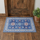2' X 3' Ivory and Blue Oriental Distressed Non Skid Area Rug