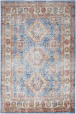 2' X 3' Ivory Red and Blue Oriental Distressed Non Skid Area Rug