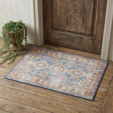 2' X 3' Ivory Red and Blue Oriental Distressed Non Skid Area Rug