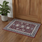 2' X 3' Beige Red And Gray Oriental Distressed Non Skid Area Rug