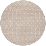 5' Beige Geometric Power Loom Round Rug