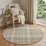 5' Olive Green and Ivory Plaid Round Rug
