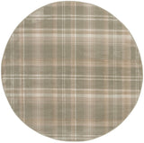 5' Olive Green and Ivory Plaid Round Rug