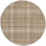 5' Taupe and Ivory Plaid Round Rug