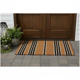 18" X 48" Brown and Black Coir Striped Outdoor Door Mat