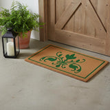 18" X 30" Brown and Green Coir Abstract Outdoor Door Mat