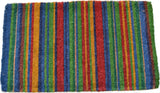 18" X 30" Blue and Green Coir Striped Outdoor Door Mat