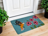 18" X 30" Blue Orange and Green Coir Hummingbird Outdoor Door Mat
