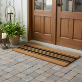 24" X 60" Brown and Black Coir Striped Outdoor Door Mat