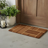 18" X 30" Brown Coir Geometric Bricks Outdoor Door Mat
