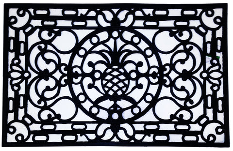18" X 30" Black Rubber Pineapple Outdoor Door Mat