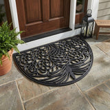 18" X 30" Black Rubber Pineapple Outdoor Semi Circle Door Mat