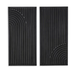 Set of Two Black Metal Abstract Hanging Dimensional Sculptures