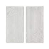 Set of Two White Metal Abstract Hanging Dimensional Sculptures