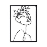 20" X 14" Black Metal Abstract Female Face Hanging Dimensional Sculpture